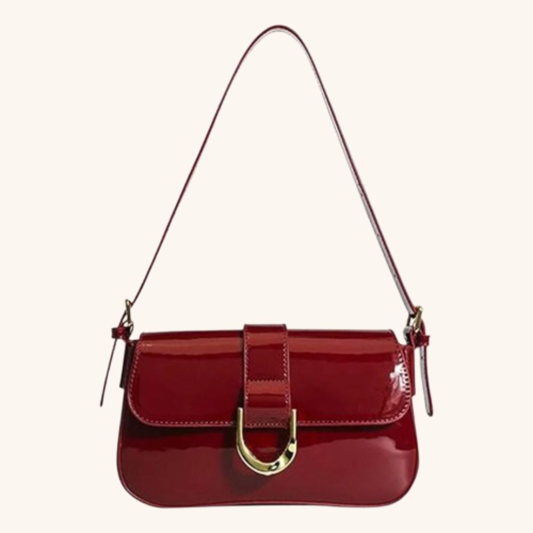 Bolsa Retro Patent Leather Shoulder Bag