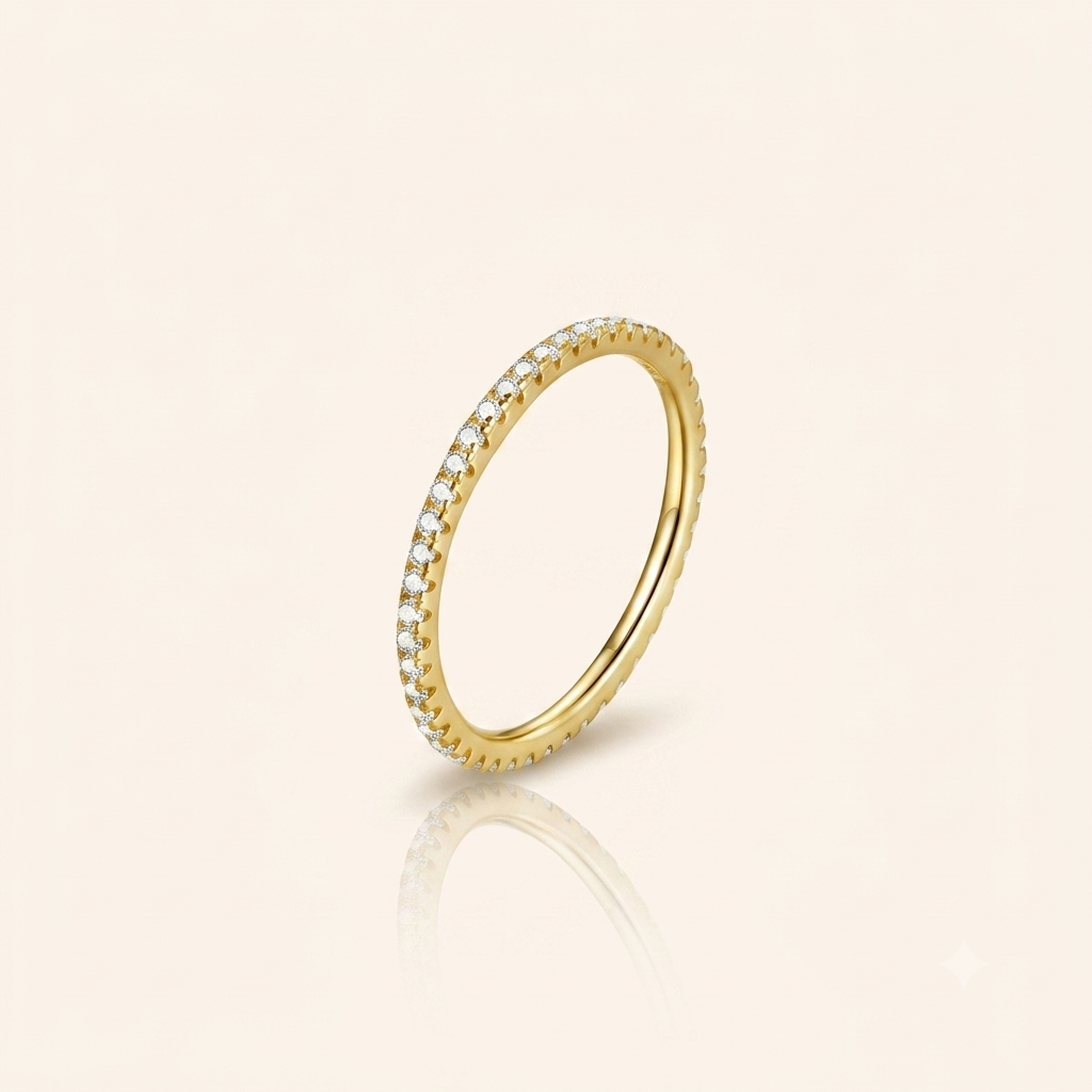 Anel Feminino com Zircônias - Prata 925 e Banho de ouro